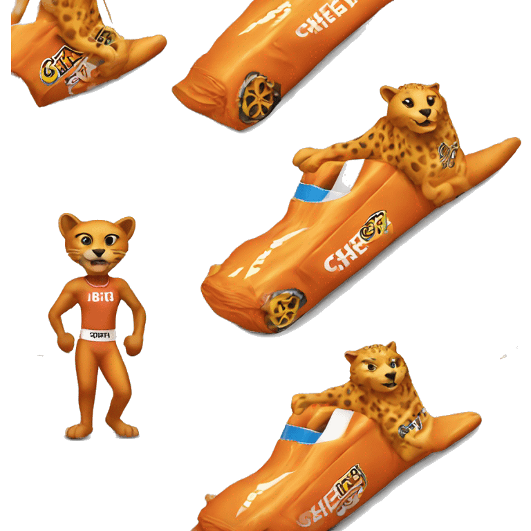 Cheeto mascot racing a cheetah  emoji