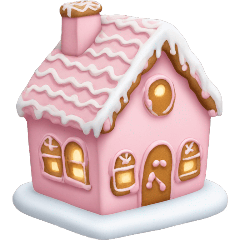 Cosy light pink gingerbread house  emoji