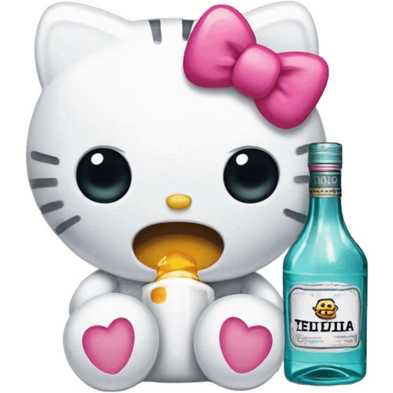 Hello kitty Crying sad tears with tequila hello kitty emoji