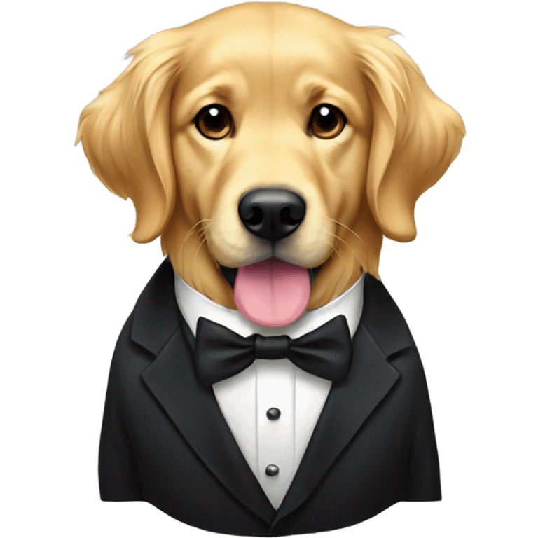 Golden retriever in a tuxedo emoji