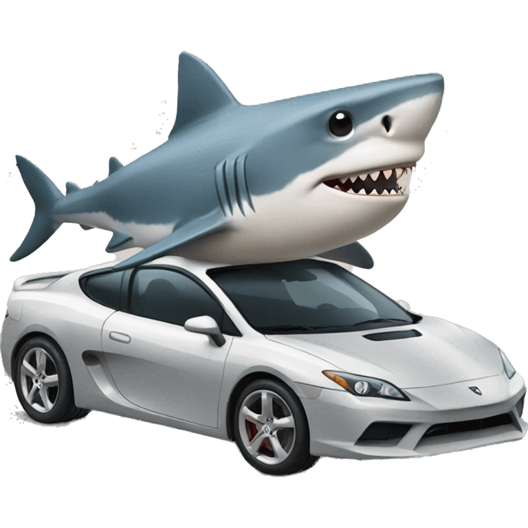 Shark with sunglasses riding a sports car emoji