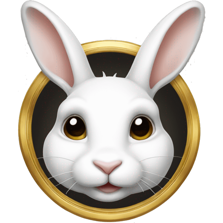 white rabbite, luxury style, gold border emoji