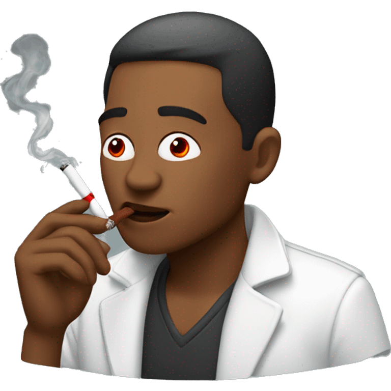 guy smoking with red eys emoji