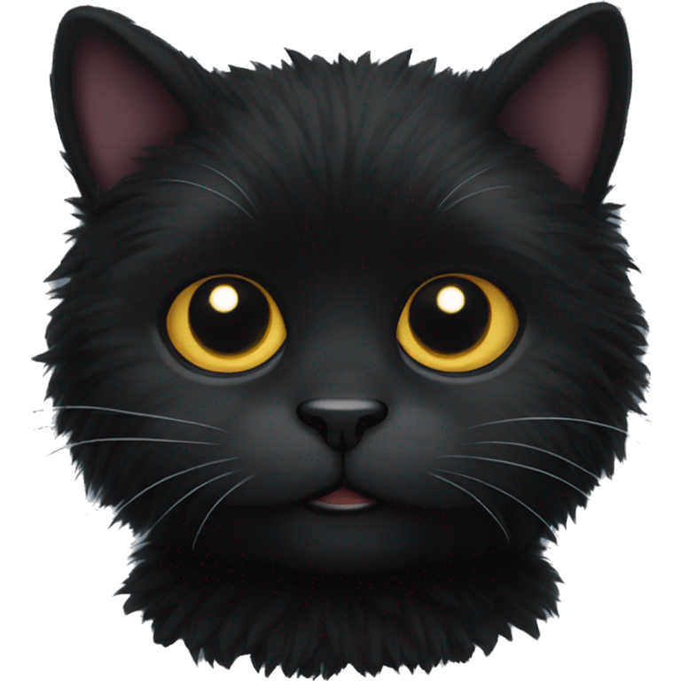 black fuzzy cat squeezed eyes emoji