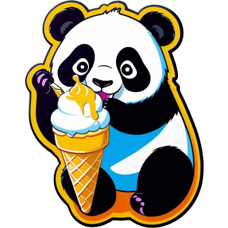 Panda eating ice cream emoji