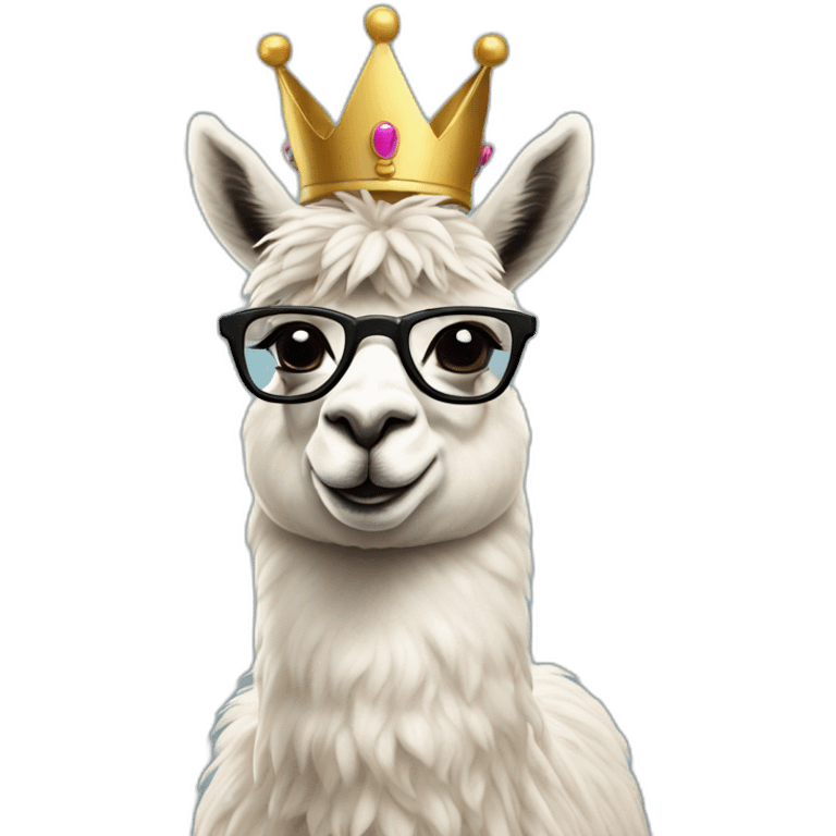 studious llama with black glasses and crown emoji