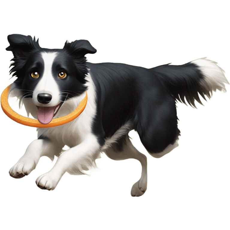 Border collie catching frisbee emoji