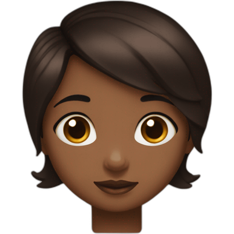 black girl, brown eyes, short black hair hugging a kinder bueno emoji