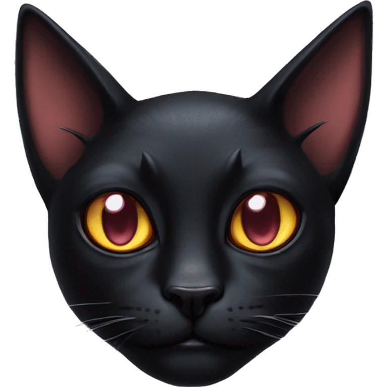 Neo traditional three eyes black cat with horns emoji