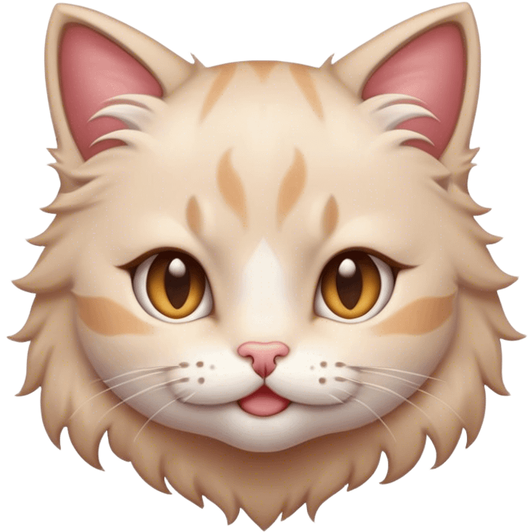 mewing kitty with hair emoji