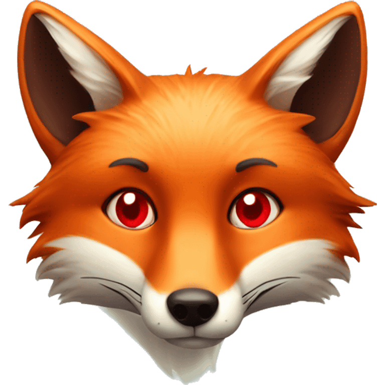 deep lush red fox face with tiny red heart instead of eyes emoji