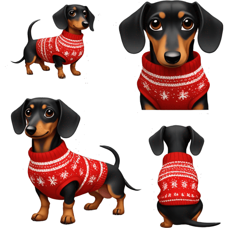 Dachshund wearing Christmas sweater emoji