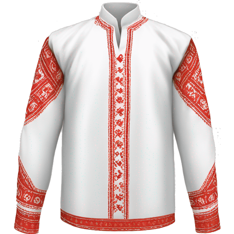  Shirt  vyshyvanka, white with red round embodiary on sleeves emoji