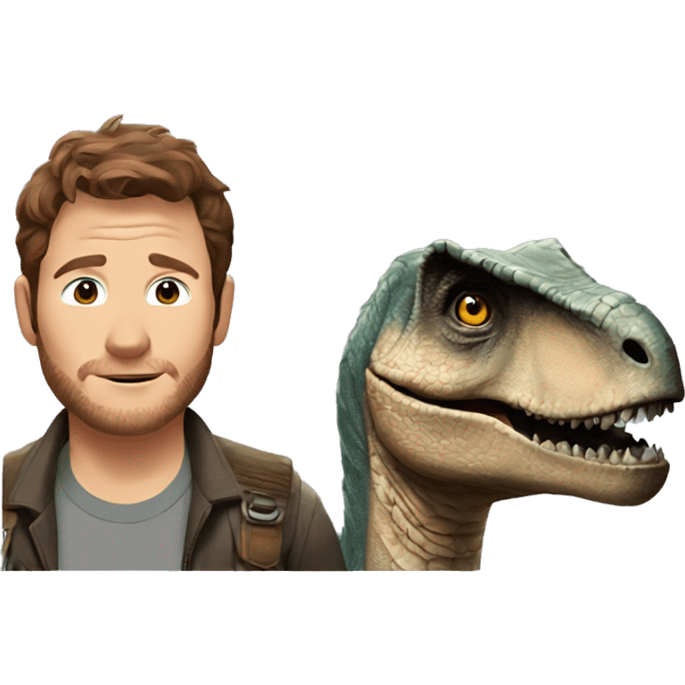 Chris pratt from Jurassic world with raptor emoji