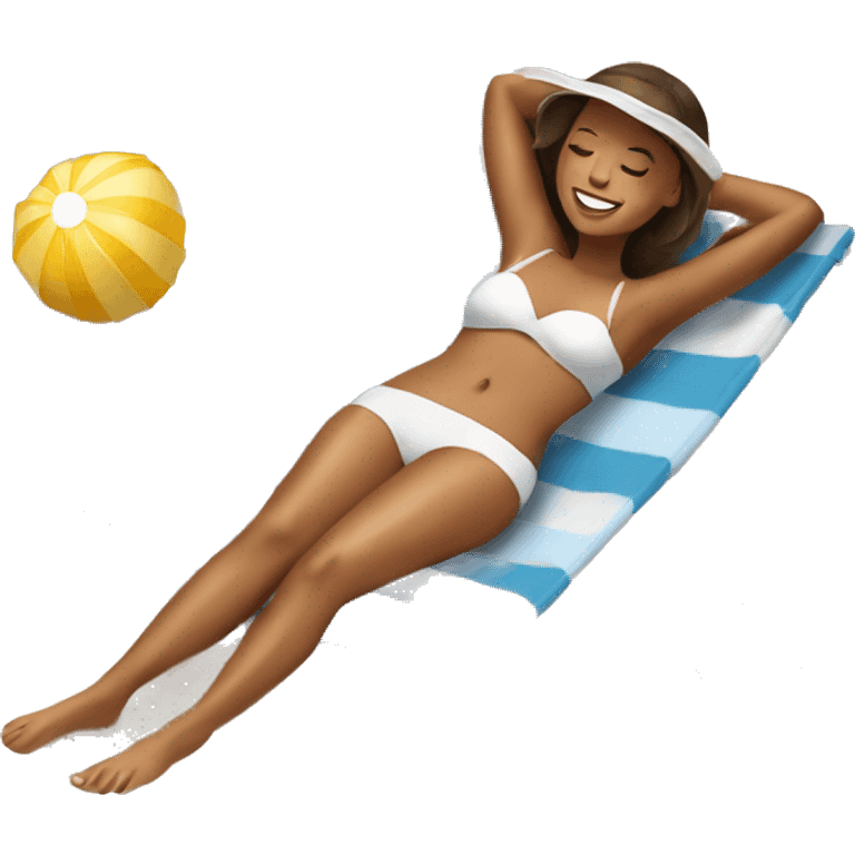 Girl tanning on beach emoji