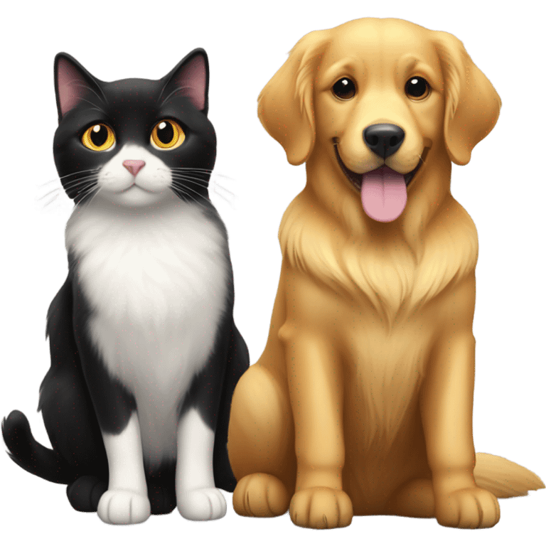 golden retriever and black cat emoji