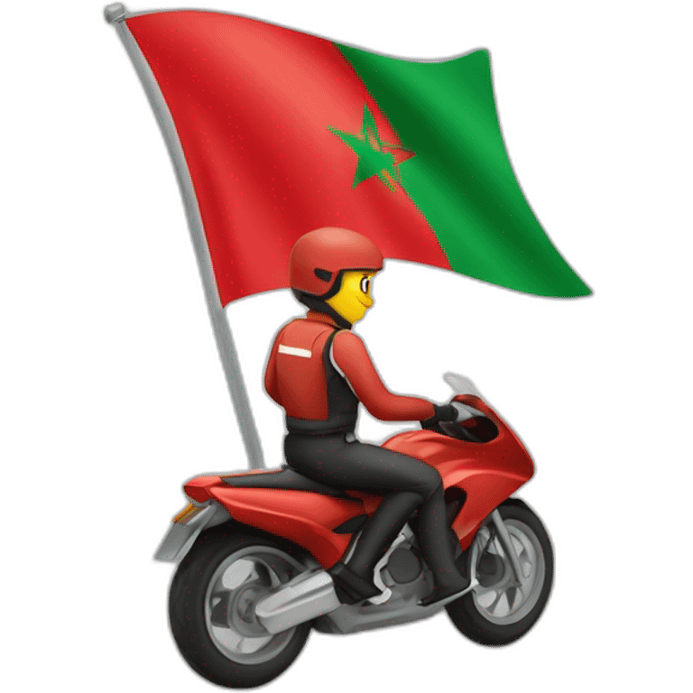 quelqu'un sur une moto avec le drapeau du Maroc derrière emoji