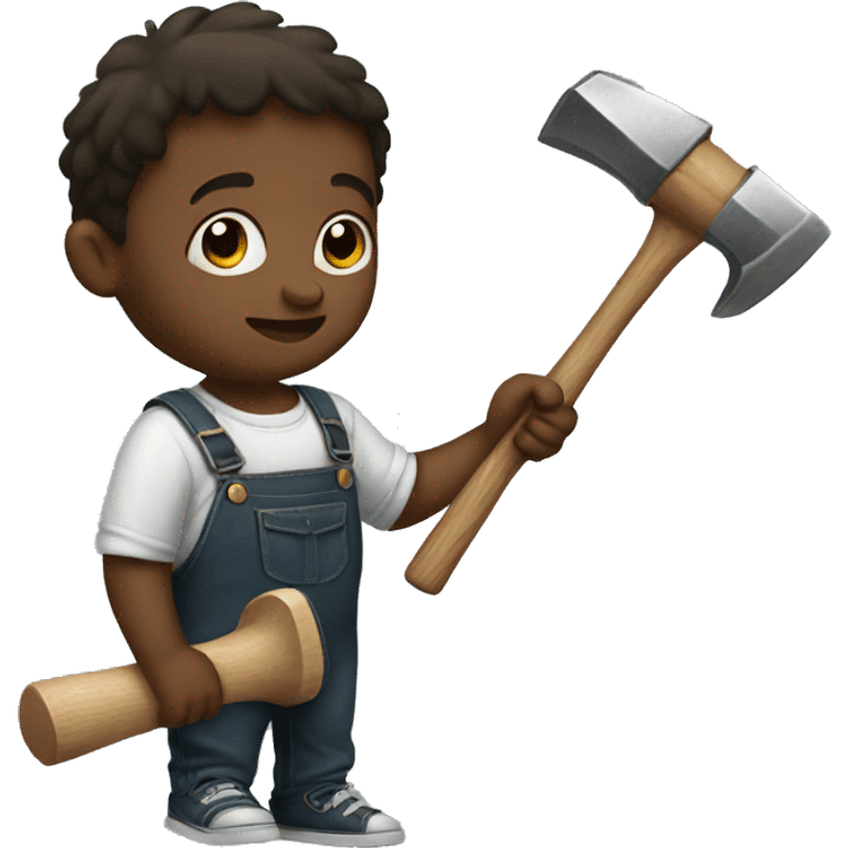 Toddler holding a hammer  emoji