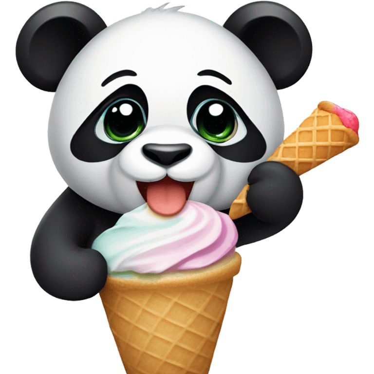 Panda eating ice cream emoji