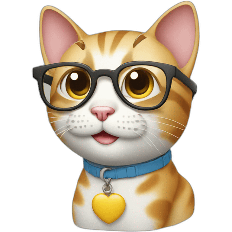 smart happy cat with glasses writing on keyboard emoji