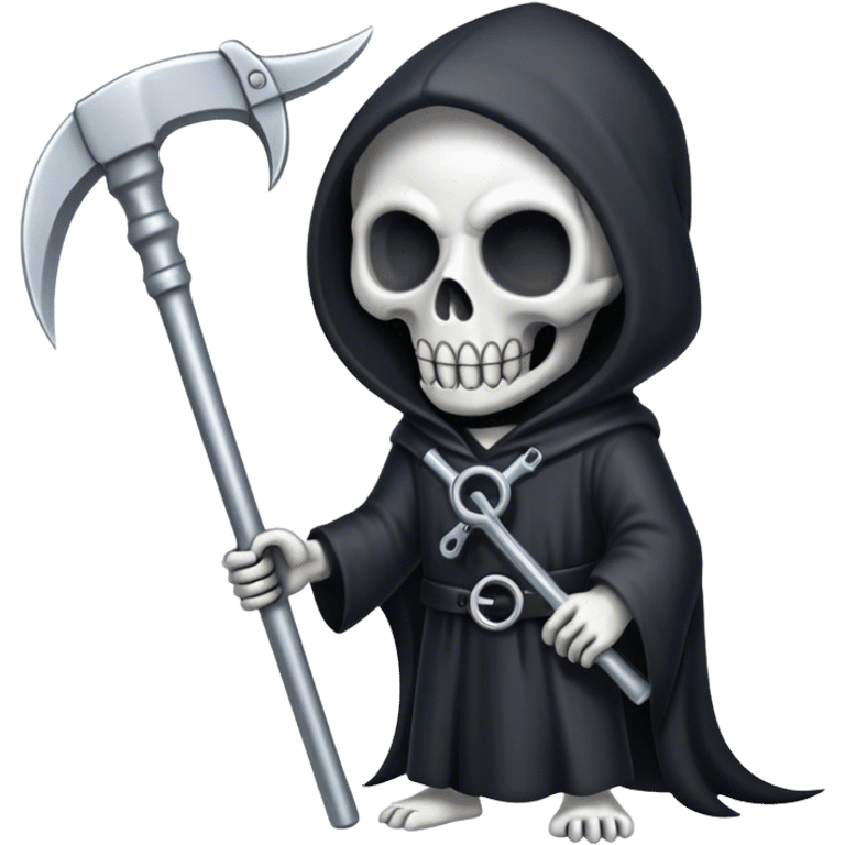 A cute grim reaper, holding a spanner instead of a scythe, saying "Post-mortem scheduled" emoji