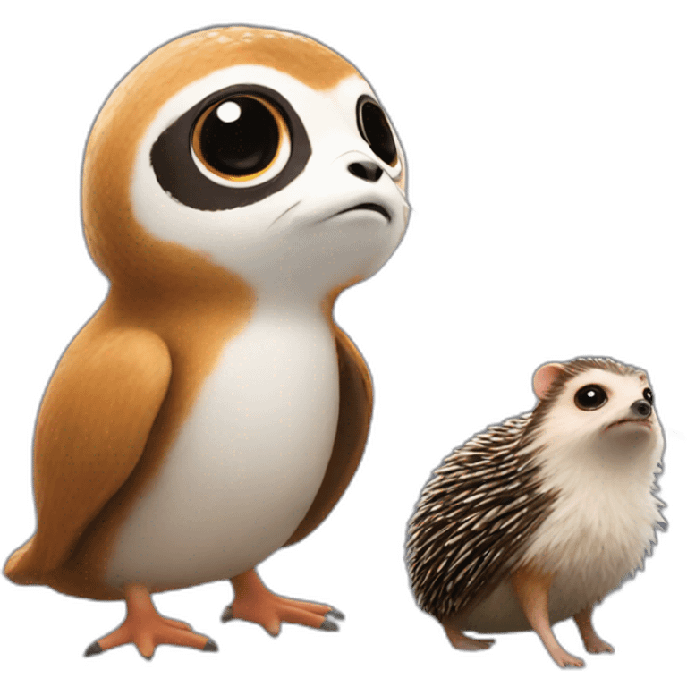 porg and hedgehog emoji