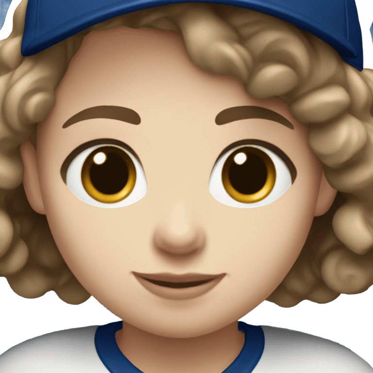 White Los Angeles Dodgers Girl with dark brown hair  emoji