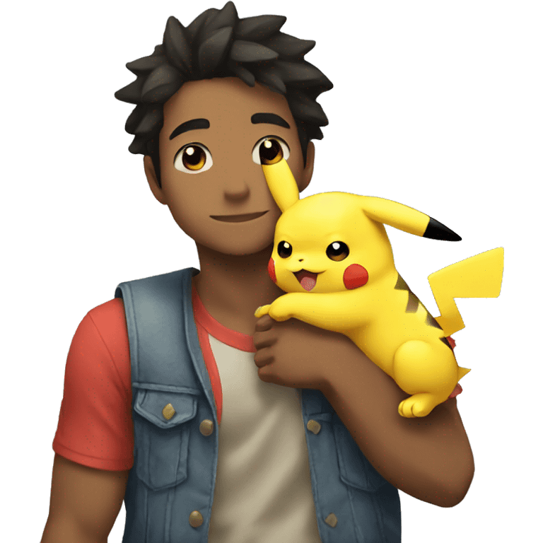 Ash hugging pikachu emoji