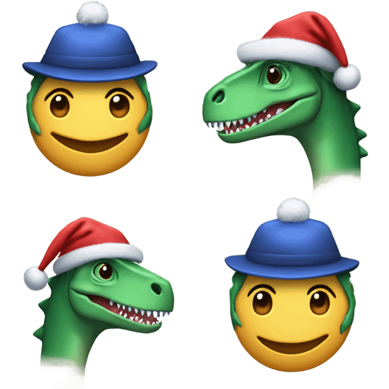 Dinosaurio con gorro de navidad  emoji