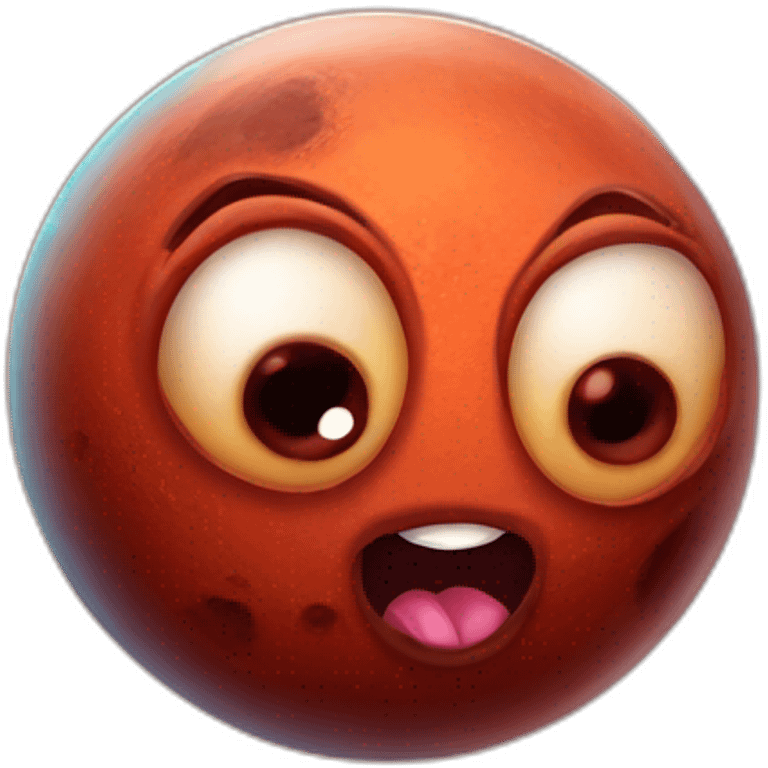 planet Mars with a cartoon saluting spider face emoji