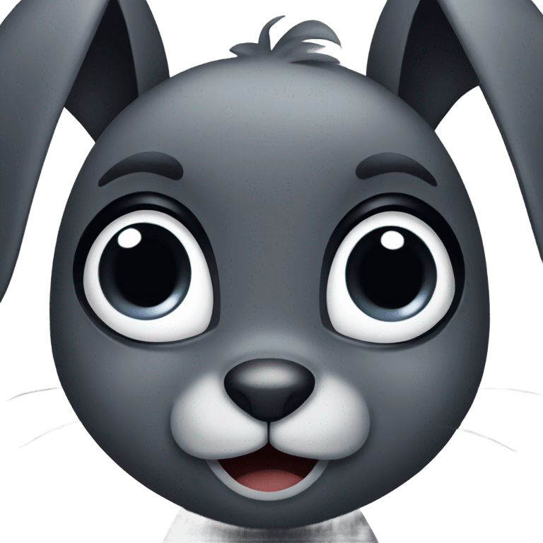 Dark grey bunny with big eyes  emoji