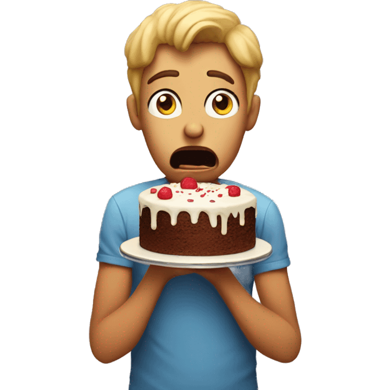 sad nervous eating cake emoji