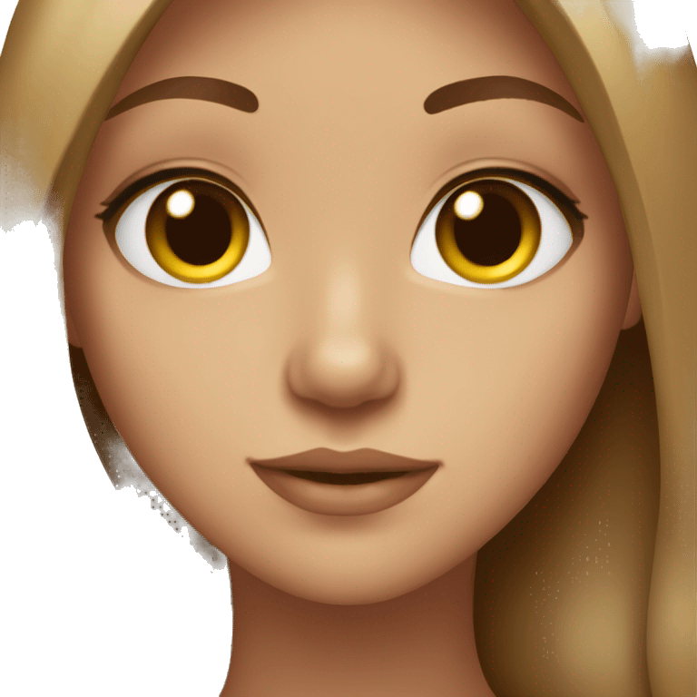 Middle part light brown hair with brown eyes girl emoji