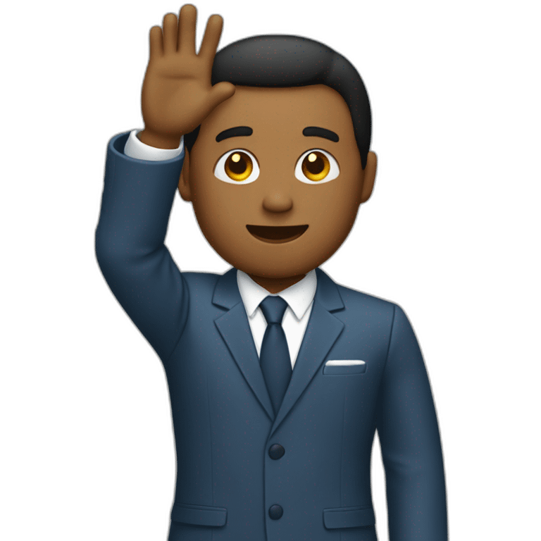 a suit man with palm raised emoji