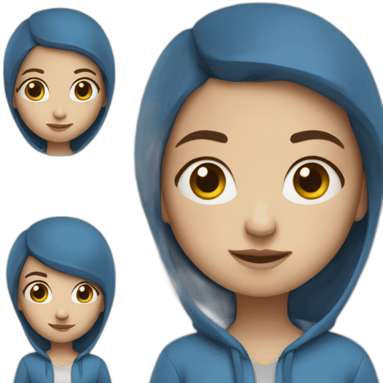 White skin girl in Blue hoodie emoji