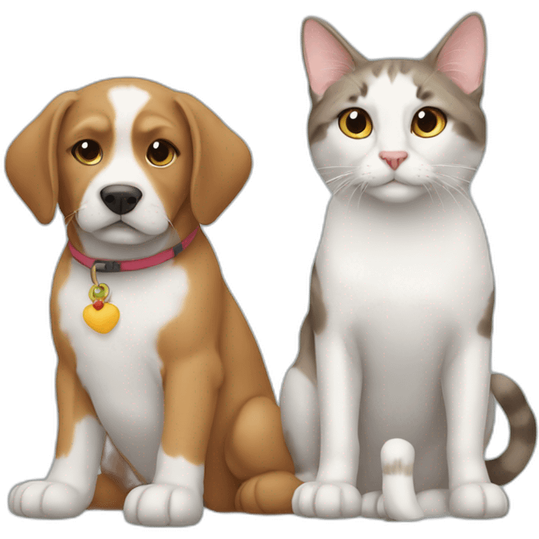 Dog and cat best friends emoji