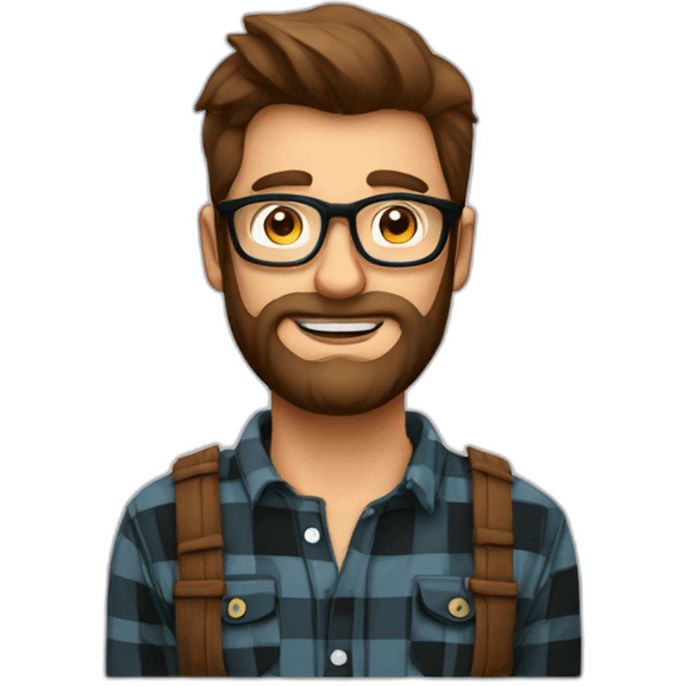 Lumberjack shirt European guy with glasses emoji