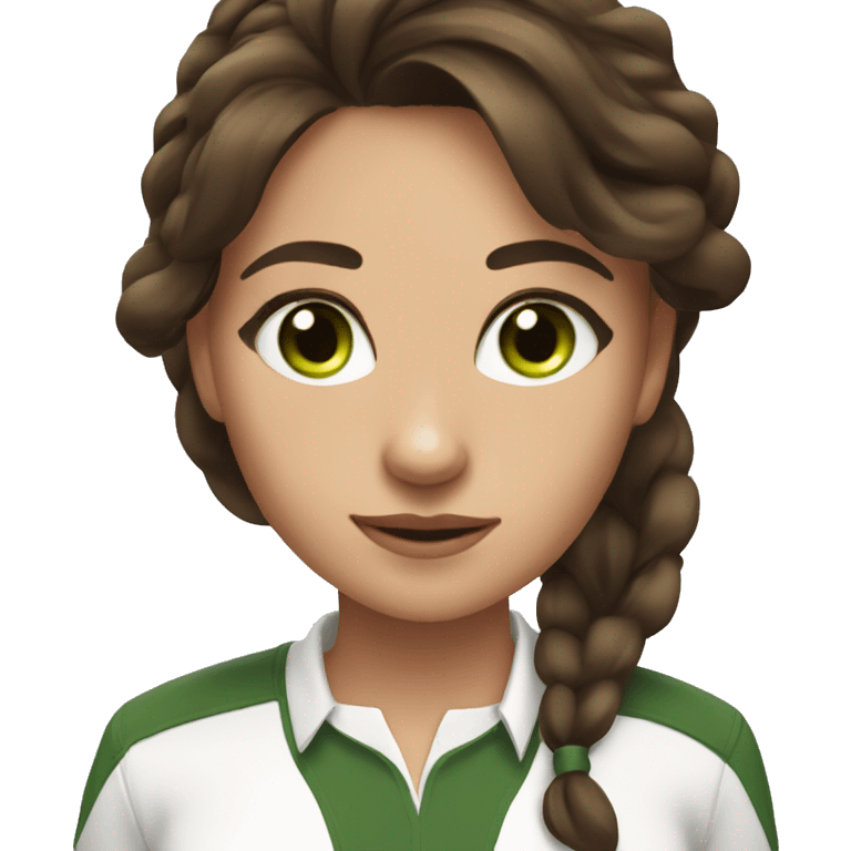 equastrian girl with medium length brunette hair and green eyes emoji