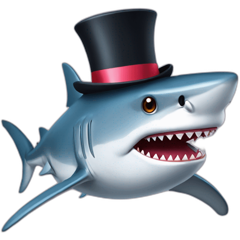 Shark with a top hat emoji