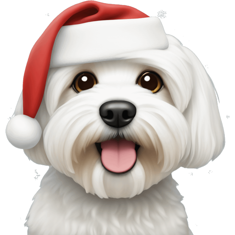 Bichon havanese with christmas hat emoji