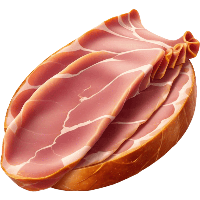 Cinematic Realistic Jam√≥n Serrano Dish Emoji, depicted as delicate, air-cured ham sliced thinly rendered with detailed textures and natural, inviting lighting. emoji