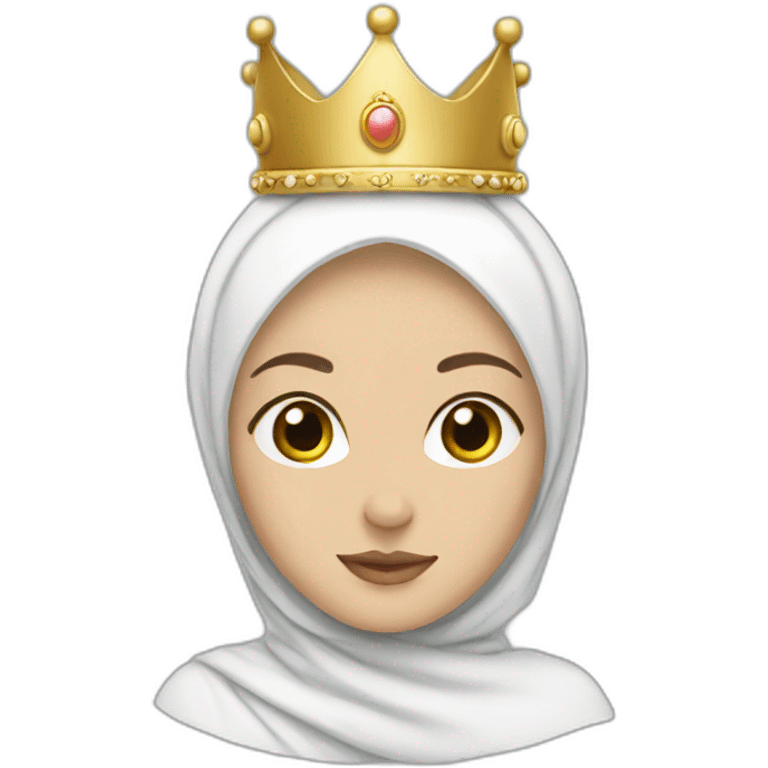 White Hijab with crown emoji