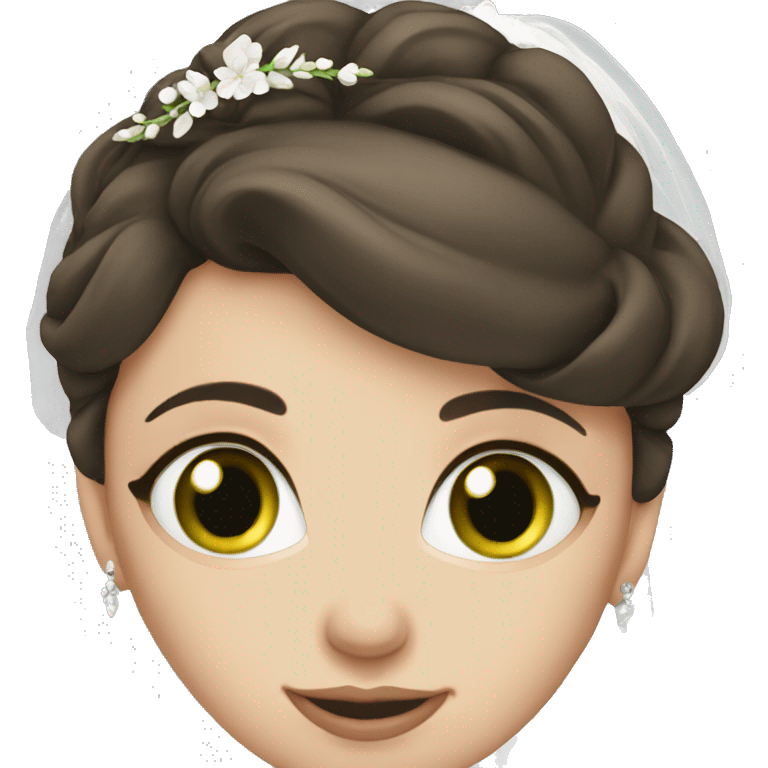 White brunette bride green eyes emoji