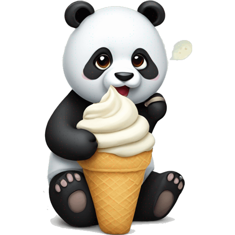 Panda eating ice cream emoji