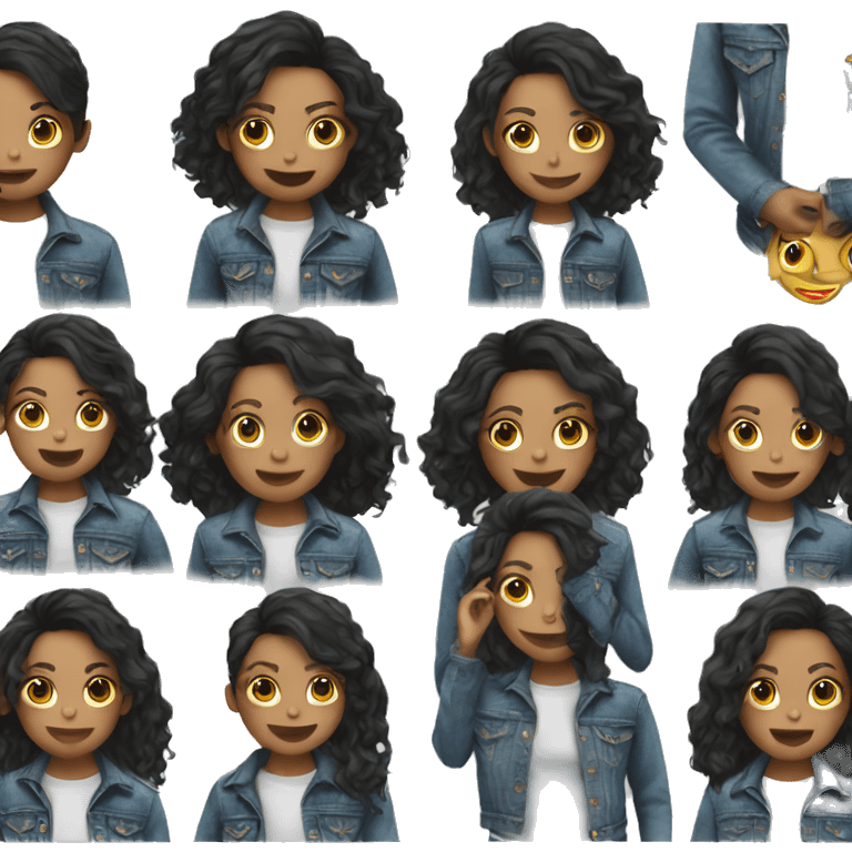 girl in denim jacket black shirt emoji