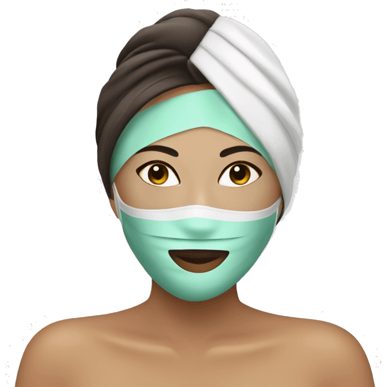 Lady with face mask spa beauty full face relaxing emoji