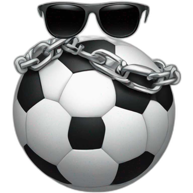 soccer ball wearing chain around neck area with shades looking like gangster emoji