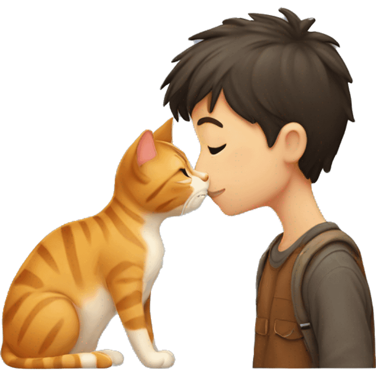 Boy kissing cat emoji