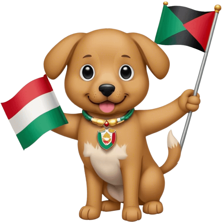 Dog holding Kuwait flag emoji