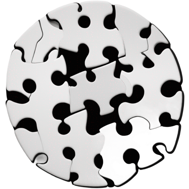 separate white puzzle pieces in a circle with black edges emoji